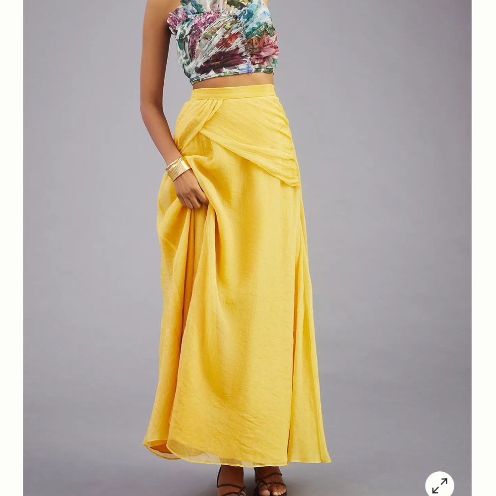 NWT Anthropologie Hutch Shine Maxi Skirt Yellow